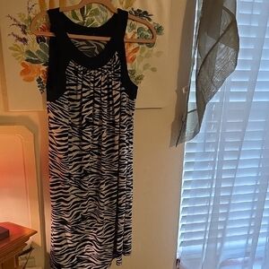 Tiana B. Black and White Zebra Midi Dress
